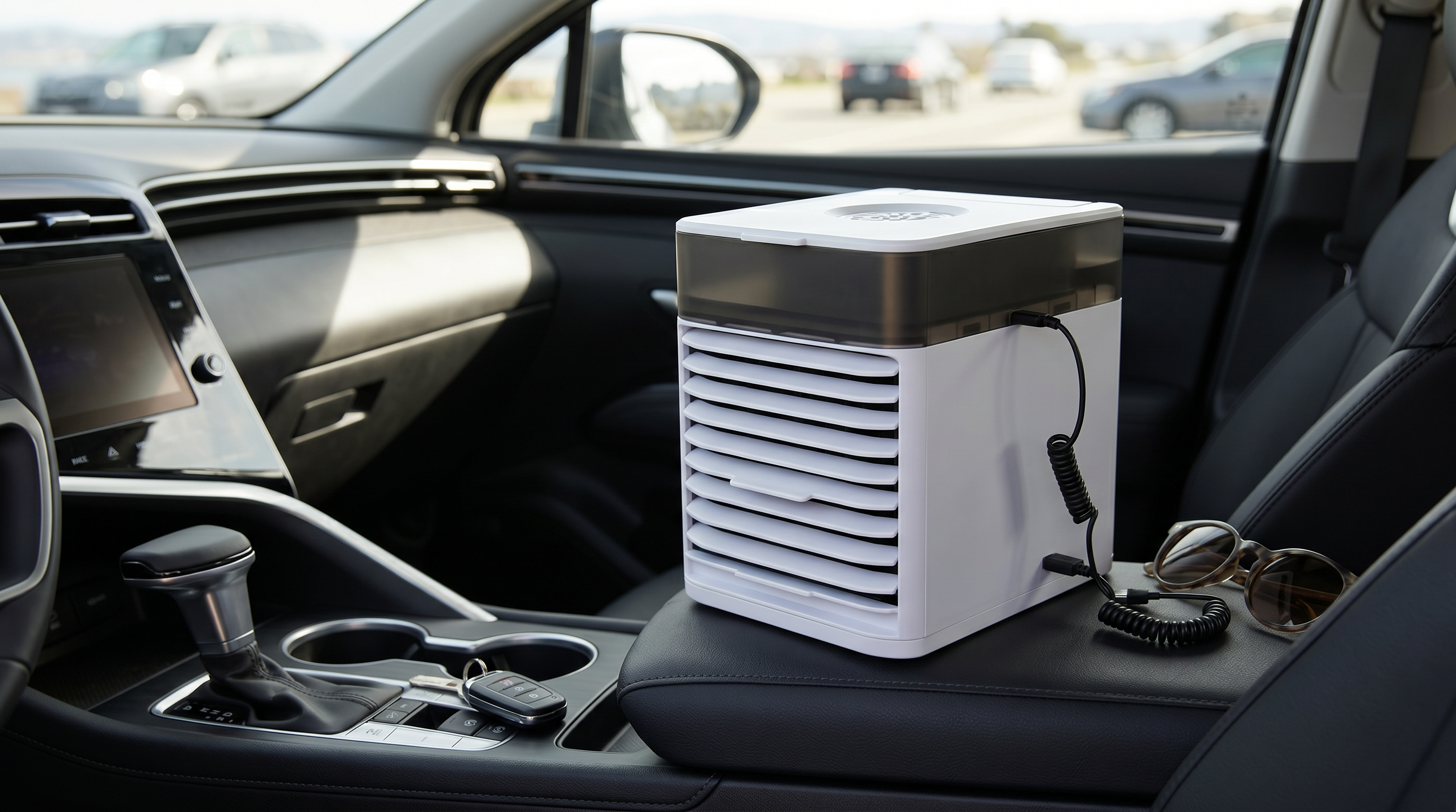 Refrigerador portátil instalado en coche - enfriador evaporativo para viajes de verano