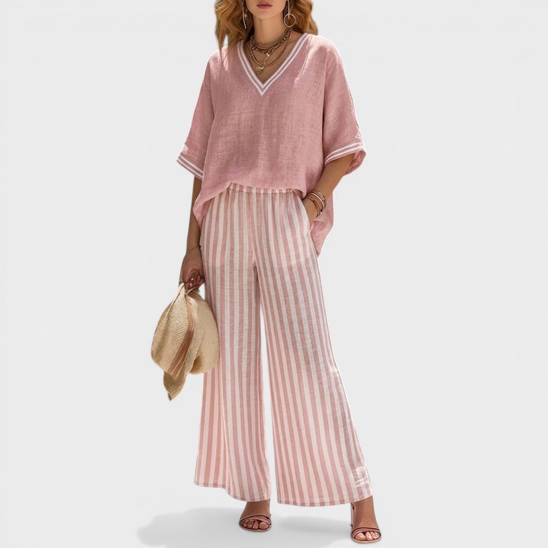 Conjunto de Lino a Rayas para Mujer