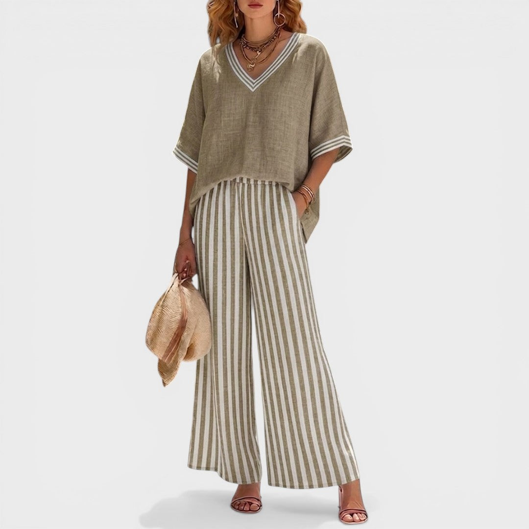 Conjunto de Lino a Rayas para Mujer