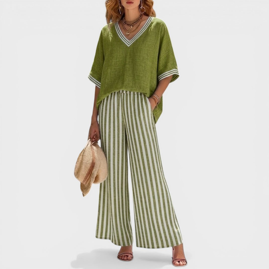 Conjunto de Lino a Rayas para Mujer