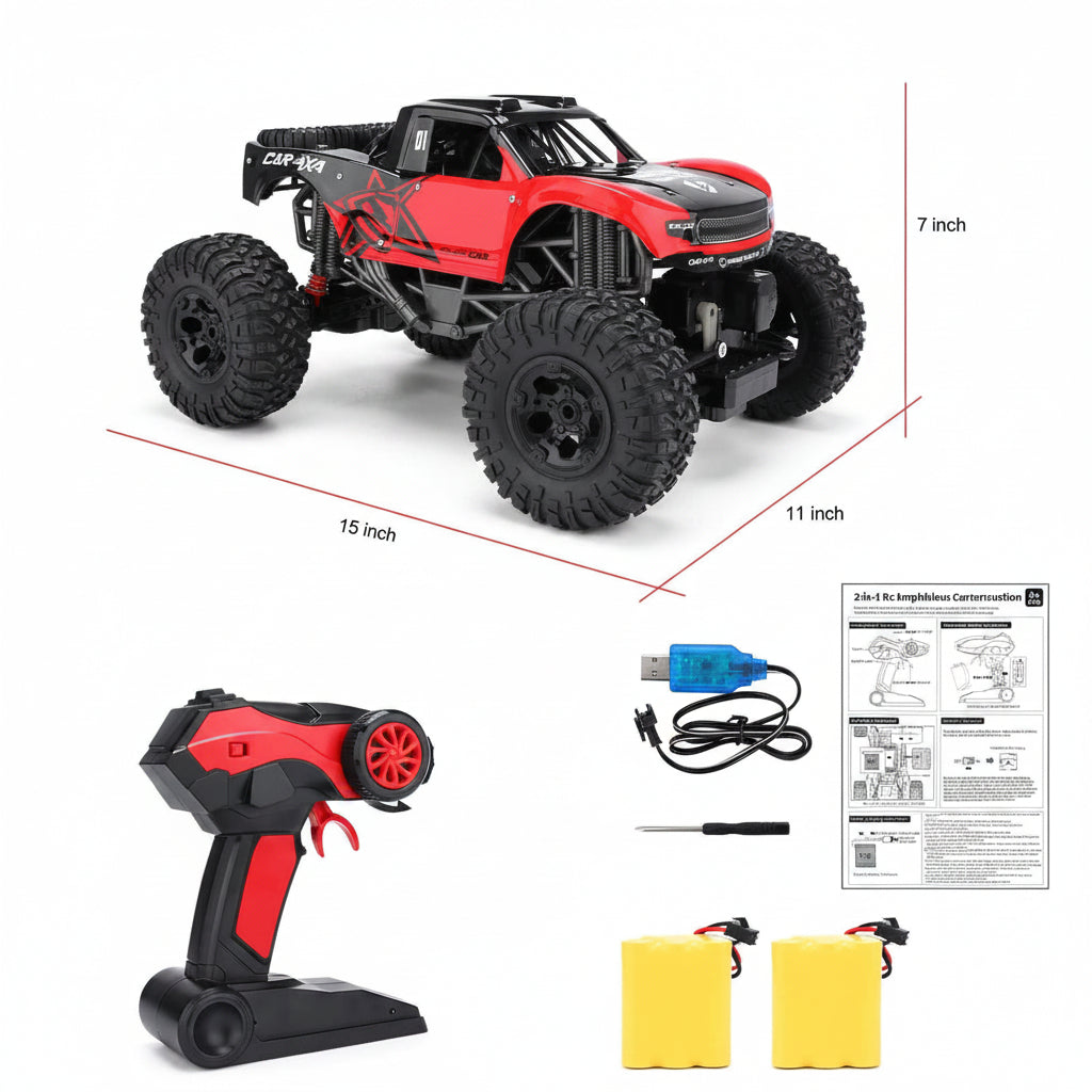 Camión Monstruo RC Anfibio 4x4 con Control Remoto 2.4GHz Todo Terreno