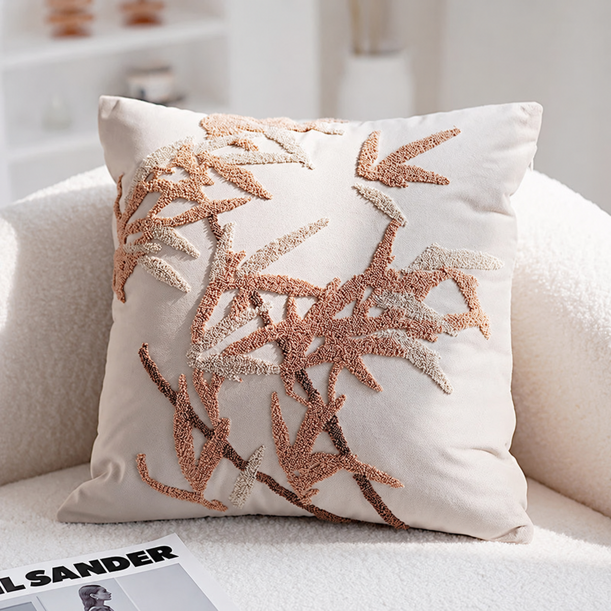 Funda de cojín decorativa de 45 × 45 cm con diseños geométricos y vegetales