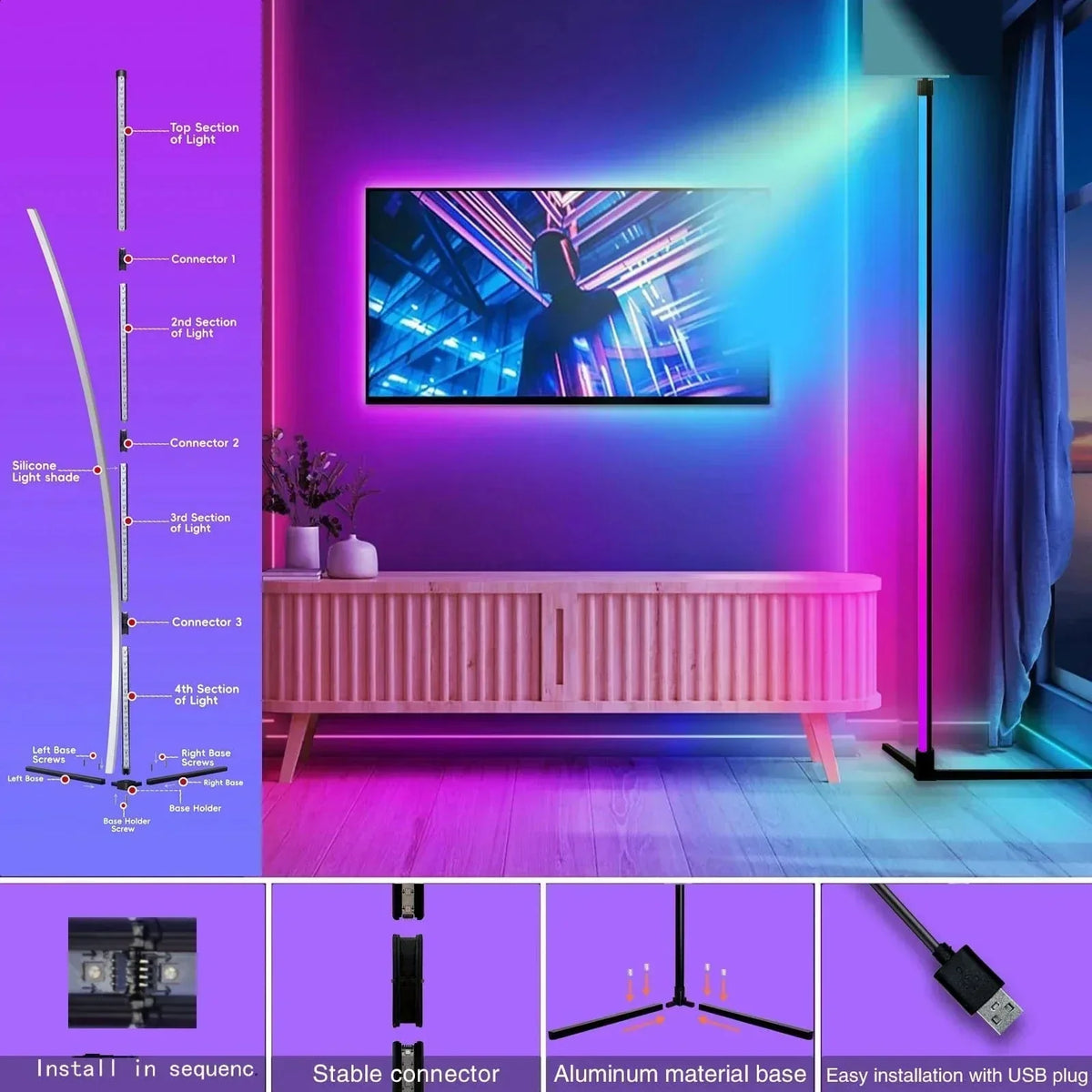 Dimbare RGB-hoeklamp met afstandsbediening en USB-voeding