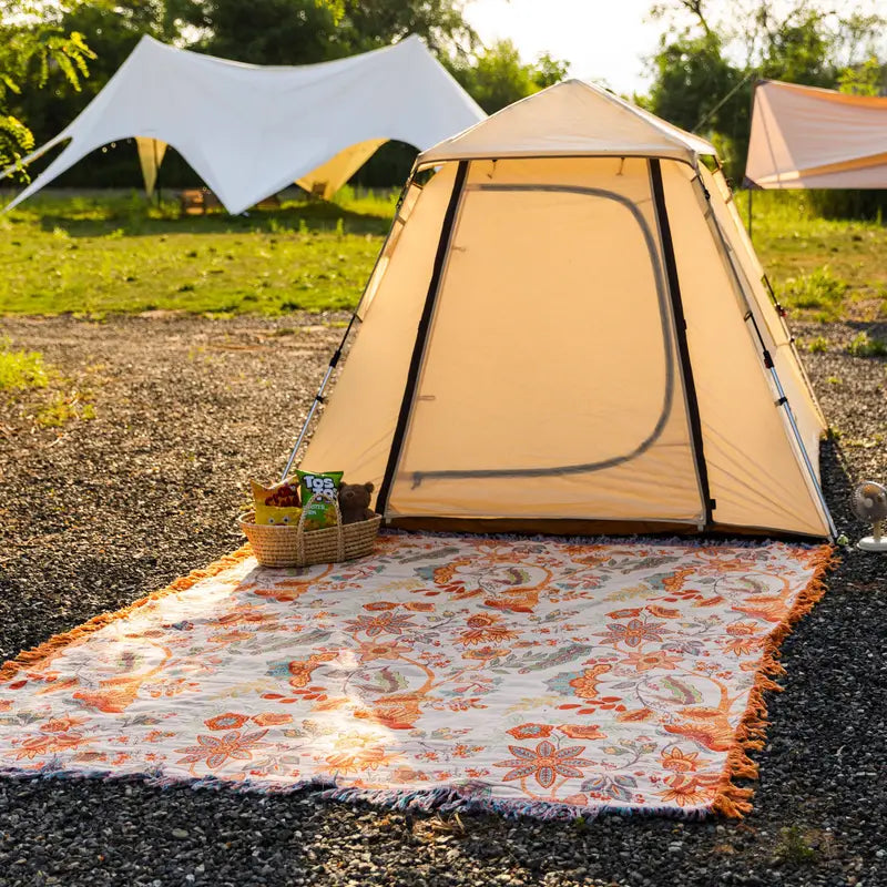 Manta Boho Floral Rústica | Manta Floral 100% Algodón