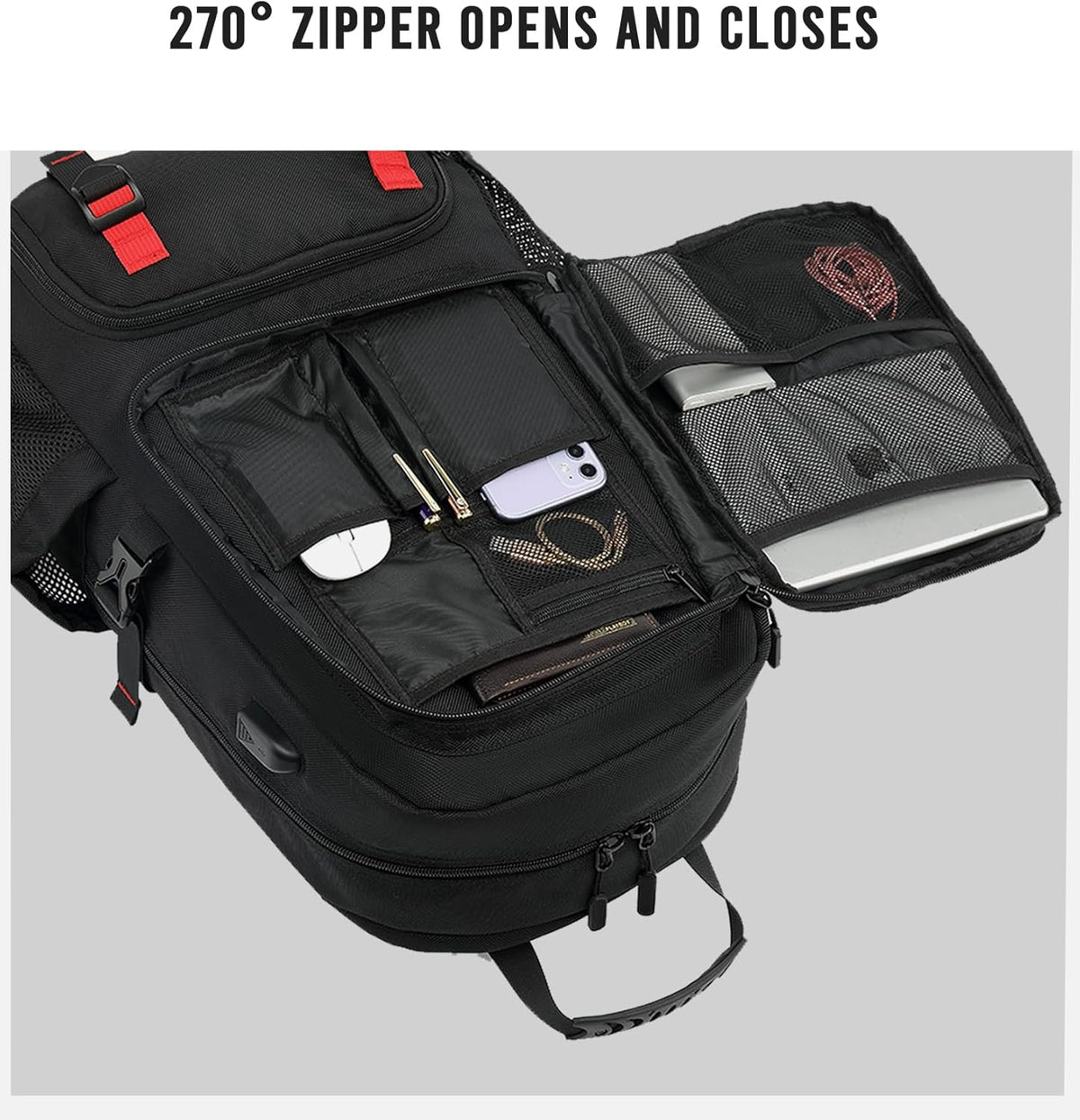 Sac à dos de voyage imperméable de 60 L pour ordinateur portable, avec port USB et compartiment à chaussures
