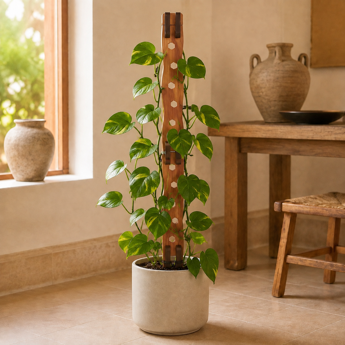 Tutor Extensible de Cedro para Plantas Trepadoras de Interior