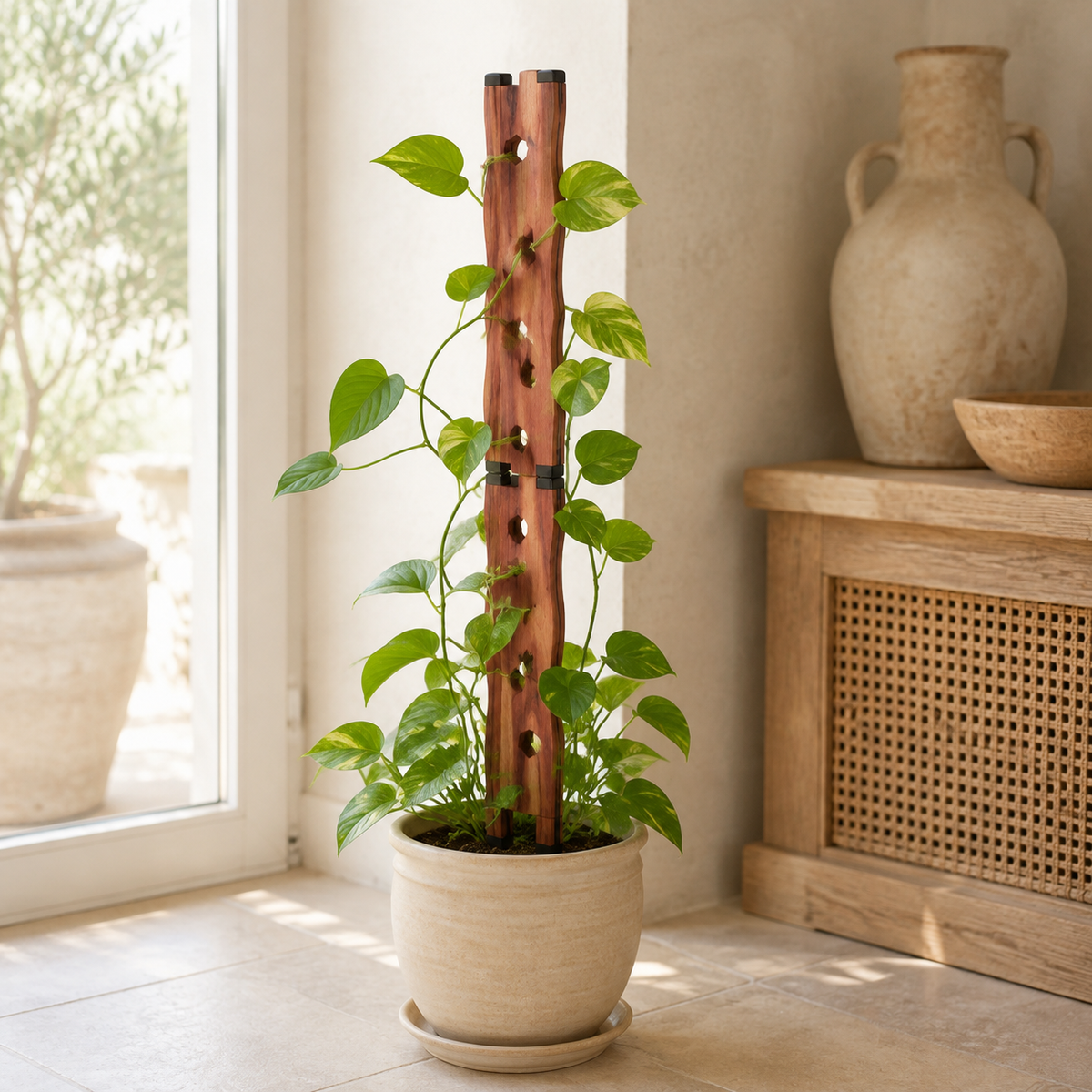 Tutor Extensible de Cedro para Plantas Trepadoras de Interior